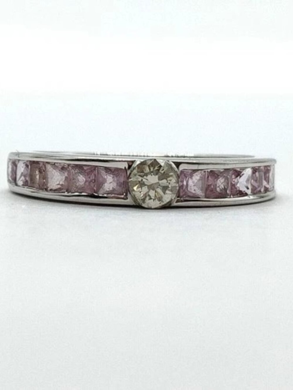 Jewelry Ring Natural Diamond & Pink Sapphires White Gold 5521702